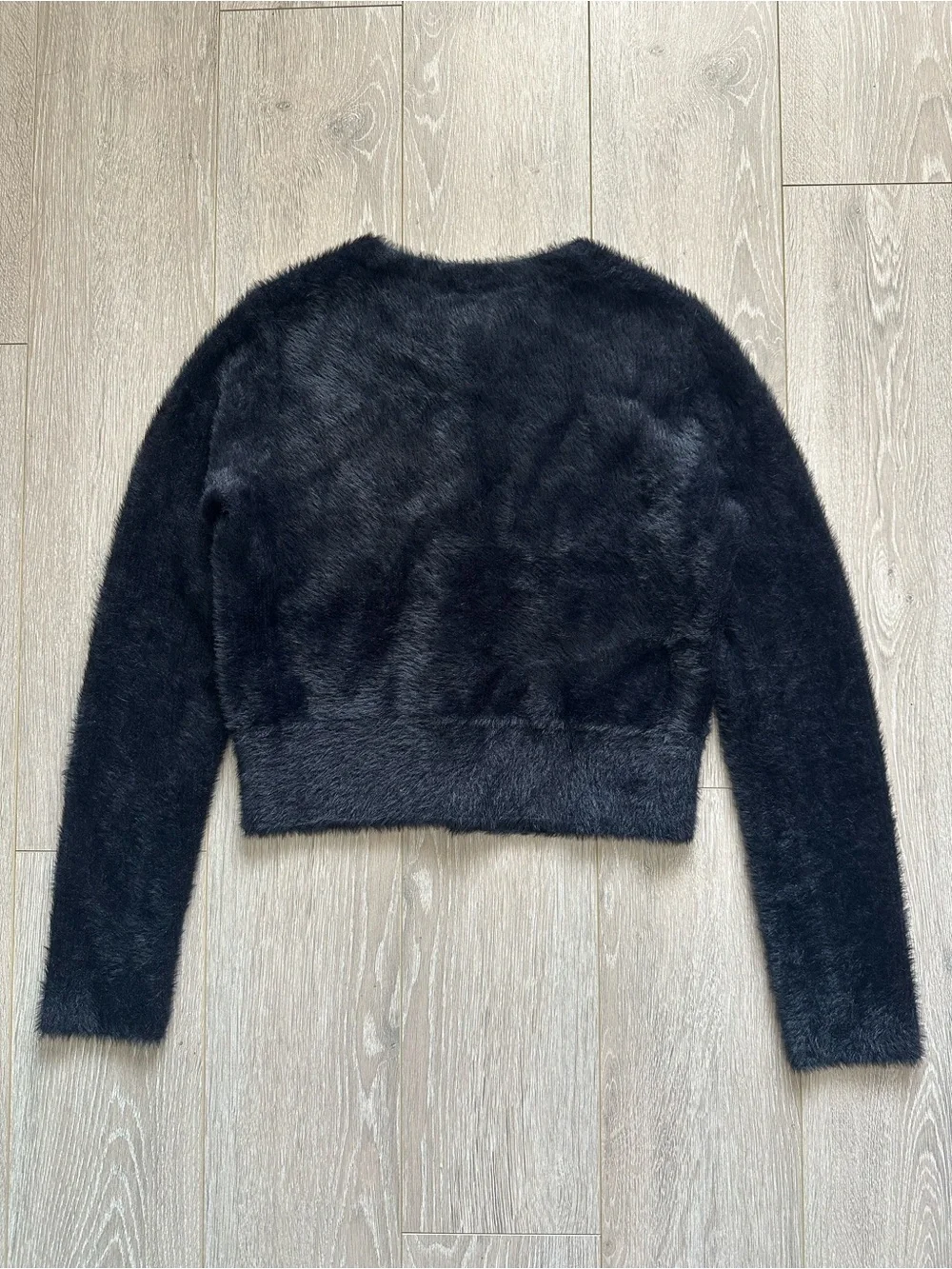 Vince Eyelash Cardigan Fuzzy Knit Button Front Long Sleeve Black Sz M